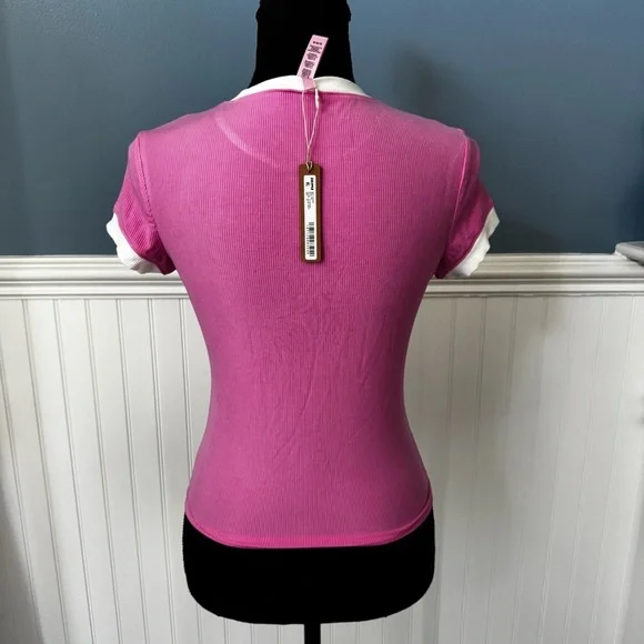 NWT SKIMS Soft Lounge Baby Tee - blush multi - size Medium - SOLD OUT 💗 - Picture 6 of 7